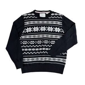 Weatherproof Black/White Nordic Snowflake Fair Isle Christmas Sweater Size XL